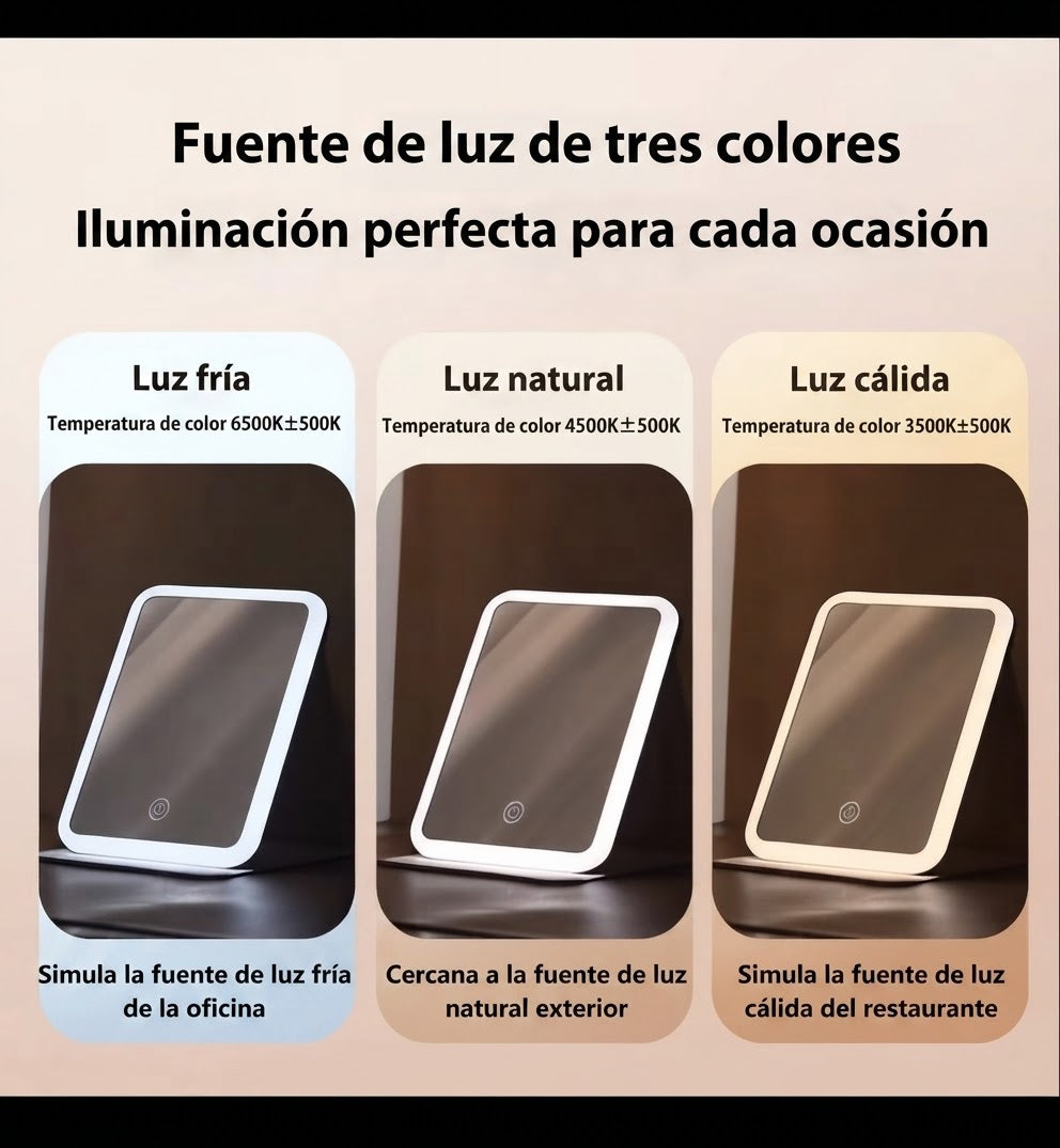 Espejo LED para Maquillaje — Iluminación Perfecta en Cualquier Momento